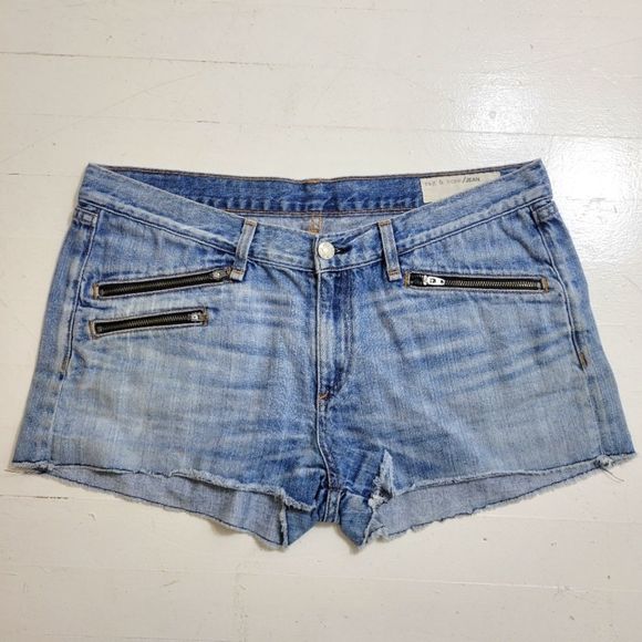 Rag & Bone Denim Raw Edge Zipper Pockets Jean Shorts - Picture 1 of 10